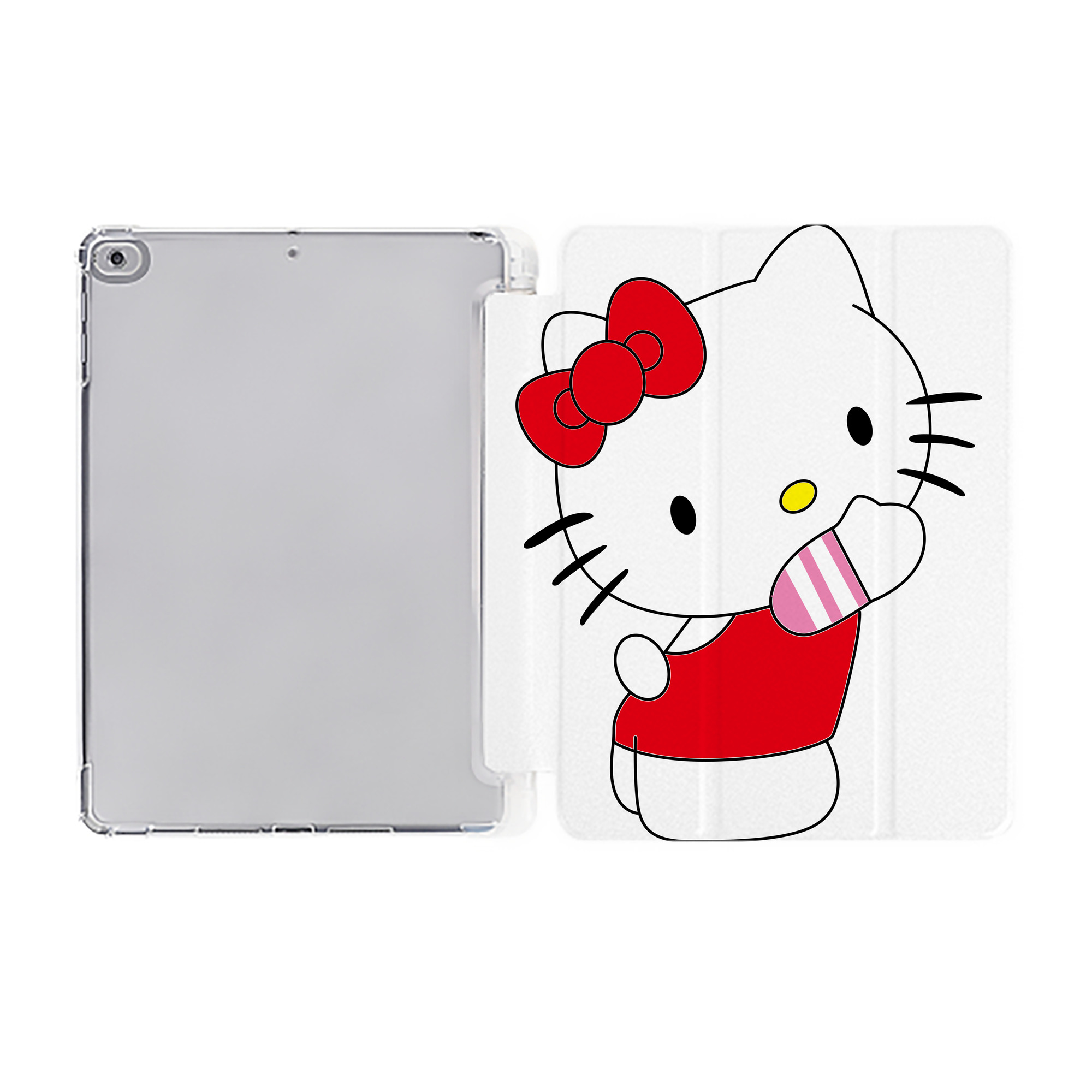 （画像用） Hello Kitty ハローキティ IPad ケース ペン収納付き 三つ折りスタンド PUレザー×シリコン 対応機種9.5/10.5/10.9インチ